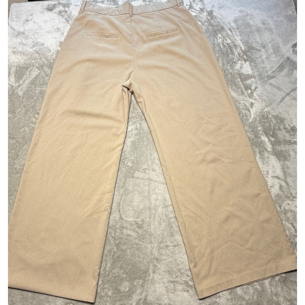 Abercrombie & Fitch Women Beige Wide Leg Pleated Dress Trousers Sz L Casual Chic - Picture 16 of 16